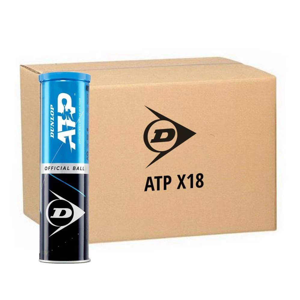Carton 18 Tubes De 4 Balles Dunlop ATP 1 Carton 18 Tubes De 4 Balles Dunlop ATP